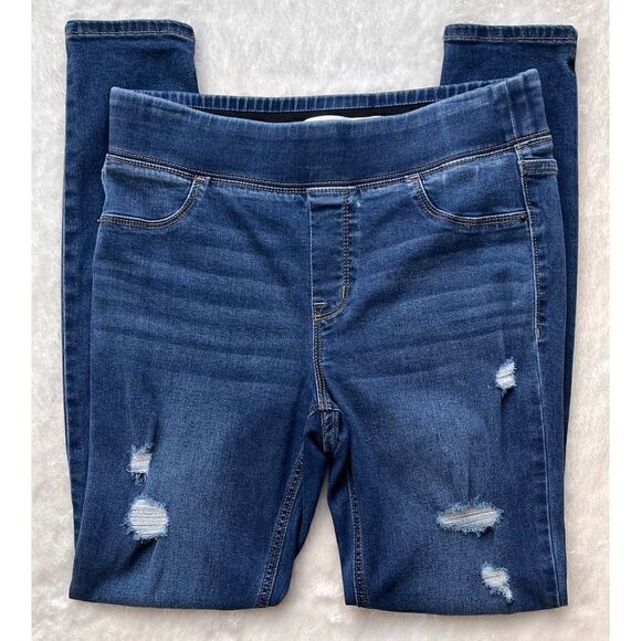 Old Navy Dark Indigo Wash Rockstar Mid-Rise Super Skinny Jeggings in Juliette - Picture 6 of 16